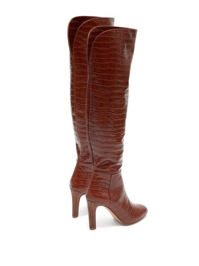 GABRIELA HEARST Linda crocodile-effect leather knee-high boots in dark-tan