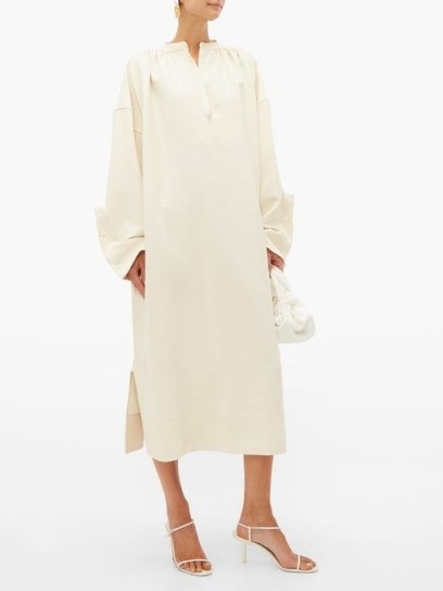 JIL SANDER Louise cream slubbed-crepe dress ~ understated elegance - flipped