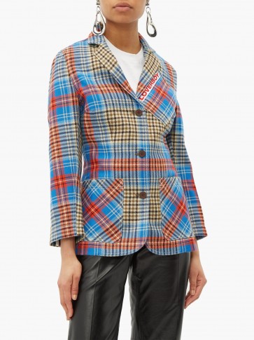 CHARLES JEFFREY LOVERBOY Loverboy single-breasted tartan-wool jacket in blue ~ vibrant and bold checks