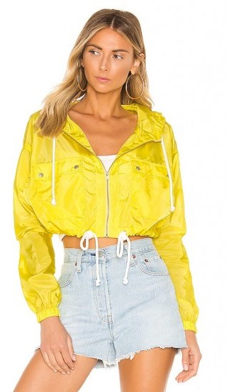 Lovers + Friends Bonnie Jacket Neon Yellow | bright hooded bomber - flipped