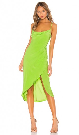 Lovers + Friends Noah Wrap Dress Lime Green | strappy cowl neckline dresses