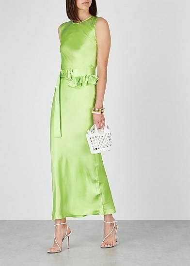 MAGGIE MARILYN Take A Bite green belted silk maxi dress ~ summer event wear - flipped