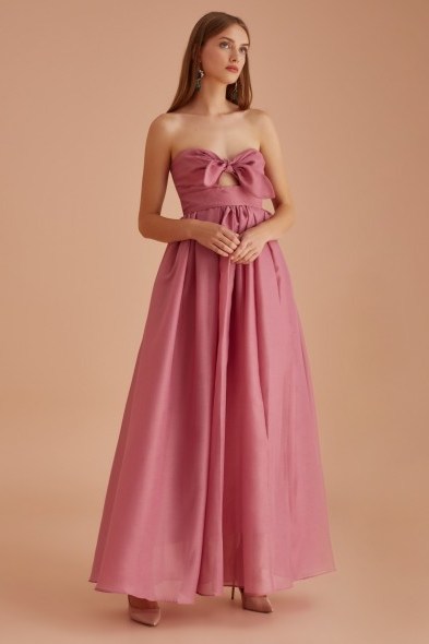 KEEPSAKE MIDNIGHT GOWN MULBERRY – strapless front tie gowns - flipped
