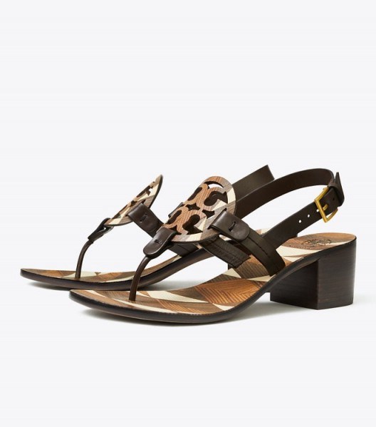 TORY BURCH MILLER ANKLE-STRAP SANDAL in Brown / Ivory Stacked Cuoio / Coconut - flipped