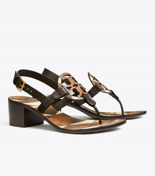 TORY BURCH MILLER ANKLE-STRAP SANDAL in Brown / Ivory Stacked Cuoio / Coconut