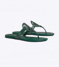 TORY BURCH MILLER SANDAL, EMBOSSED LEATHER in Norwood ~ green summer flats