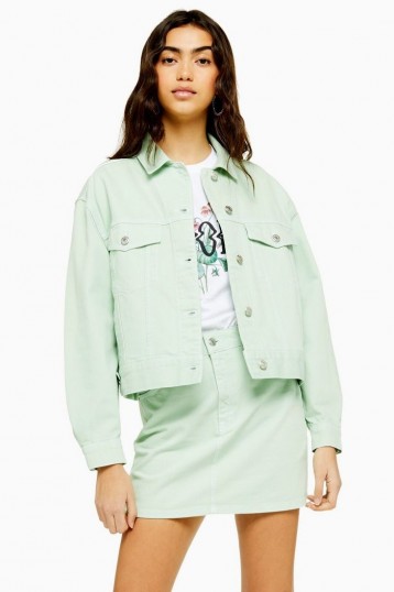 Topshop Mint Boxy Denim Jacket | pale-green summer jackets