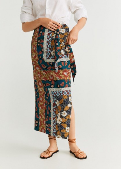 MANGO Mixed print skirt – long wrap style skirts