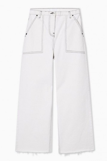 TOPSHOP Off White Pocket Crop Jeans - flipped