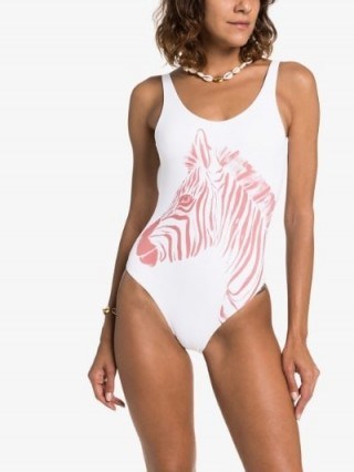 Onia White and Pink Rachel Zebra Print Swimsuit - flipped