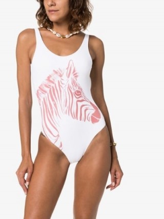 Onia White and Pink Rachel Zebra Print Swimsuit