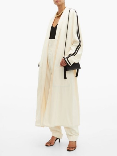 HAIDER ACKERMANN Oversized ribbon-sleeve open coat in cream ~ luxe coats ~ effortless style