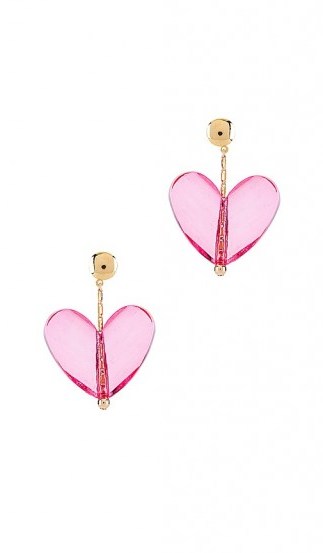 Paradigm Mon Couer Earrings Fuchsia & Gold – pink hearts - flipped