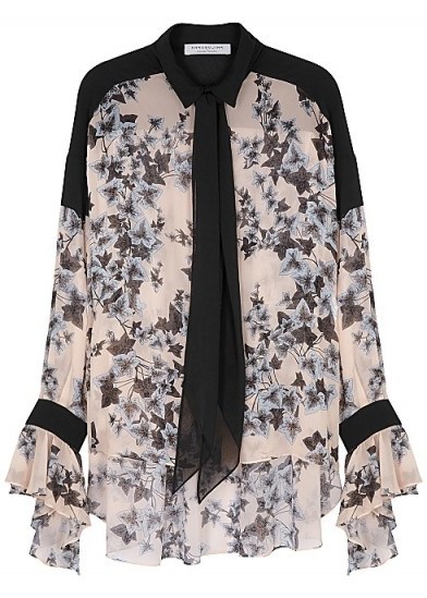 PHILOSOPHY DI LORENZO SERAFINI Blush leaf-print georgette blouse ~ floaty and feminine clothing - flipped