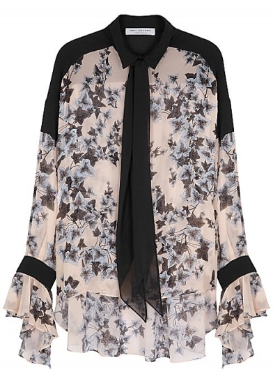 PHILOSOPHY DI LORENZO SERAFINI Blush leaf-print georgette blouse ~ floaty and feminine clothing