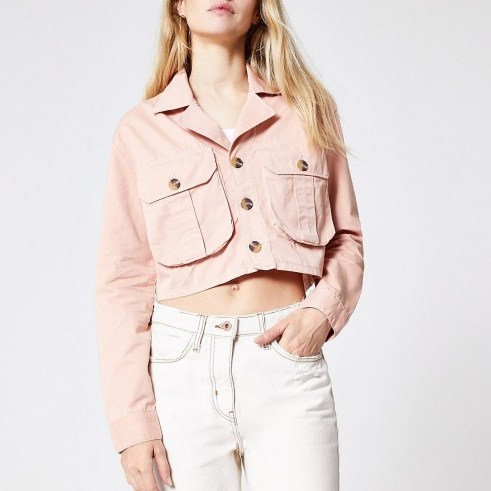 RIVER ISLAND Pink cropped utility jacket - flipped