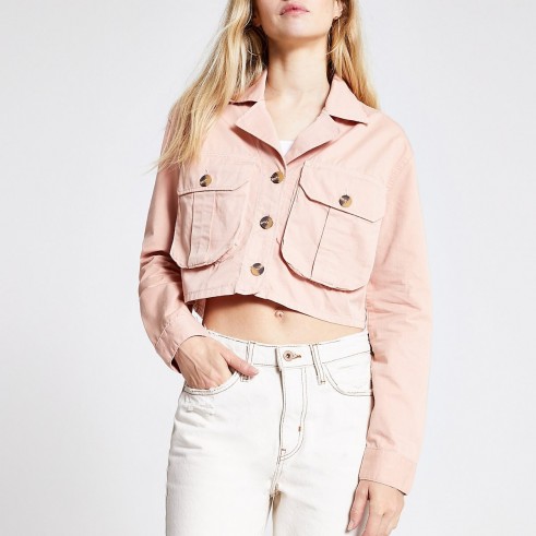 RIVER ISLAND Pink cropped utility jacket