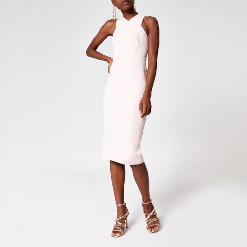 RIVER ISLAND Pink high neck bodycon dress - flipped