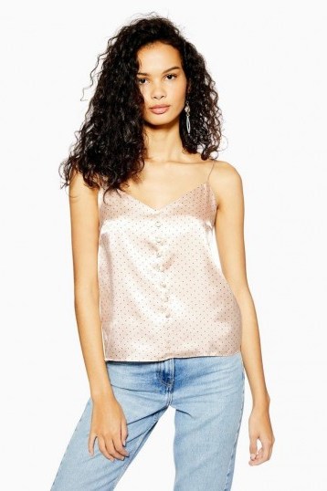 Topshop Pink Pinspot Cami | sweet button detail camisole - flipped