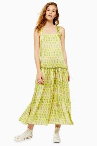 Topshop Boutique Printed Tiered Maxi Dress | green drop waist summer frock