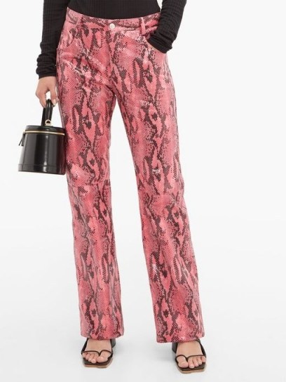 MSGM Pink python-effect patent trousers ~ high-shine pants - flipped