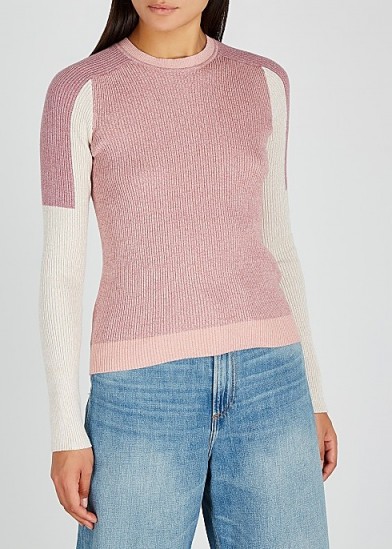 RAG & BONE /JEAN Tia colour-block ribbed-knit jumper ~ pink sweaters