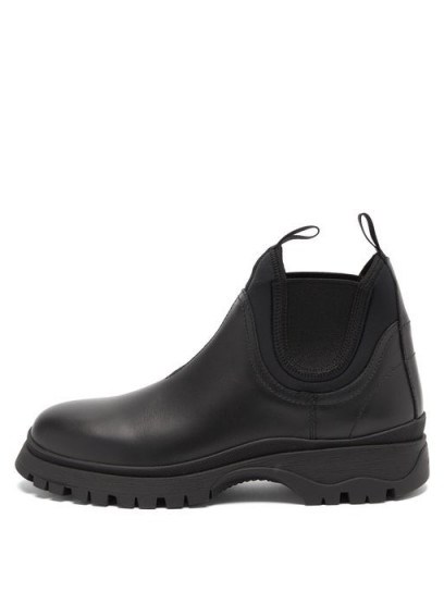 PRADA Raised-sole leather chelsea boots in black - flipped