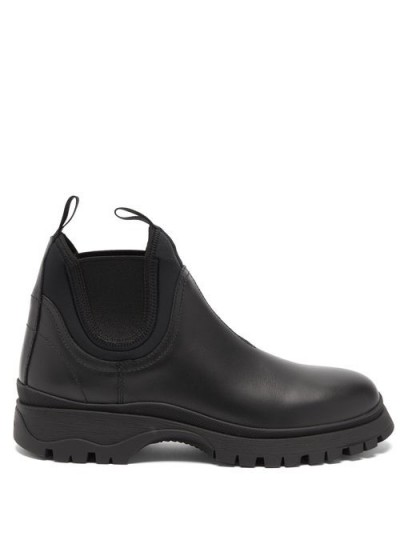 PRADA Raised-sole leather chelsea boots in black