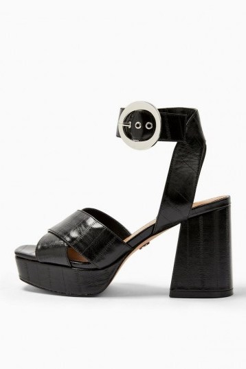 Topshop REGGIE Platform Sandals in Black | retro platforms - flipped