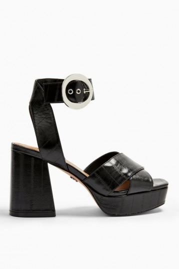 Topshop REGGIE Platform Sandals in Black | retro platforms
