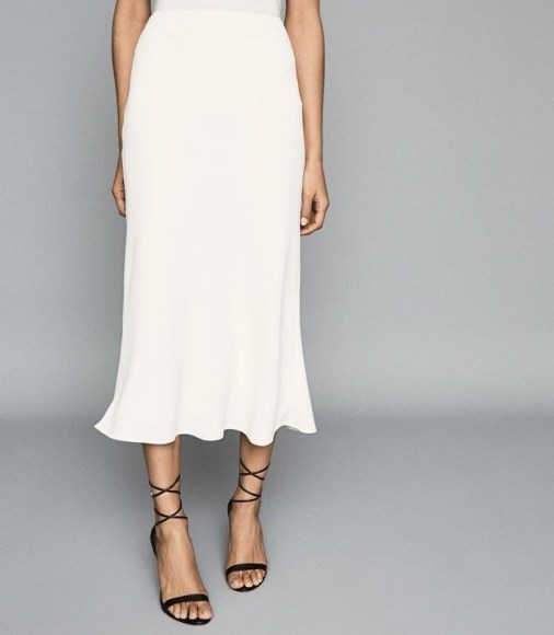 REISS REMY CREPE SLIP SKIRT IVORY ~ luxe wardrobe essential - flipped