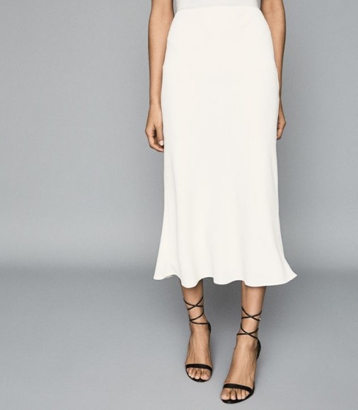 REISS REMY CREPE SLIP SKIRT IVORY ~ luxe wardrobe essential