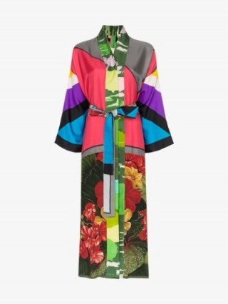 Rianna + Nina Panelled Floral Print Silk Kimono / mixed print kimonos - flipped