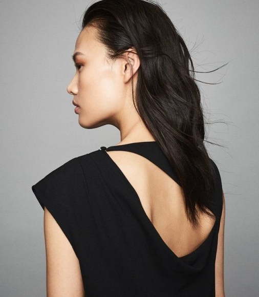 REISS ROBERTA PLEAT DETAILED SLEEVELESS TOP BLACK ~ cut-out detailed tops - flipped