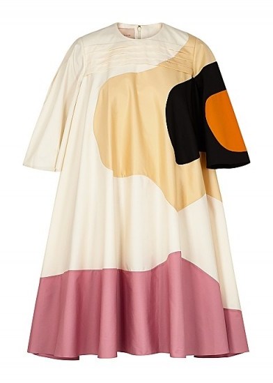 ROKSANDA Shayla panelled cotton-blend dress ~ voluminous abstract print dresses - flipped