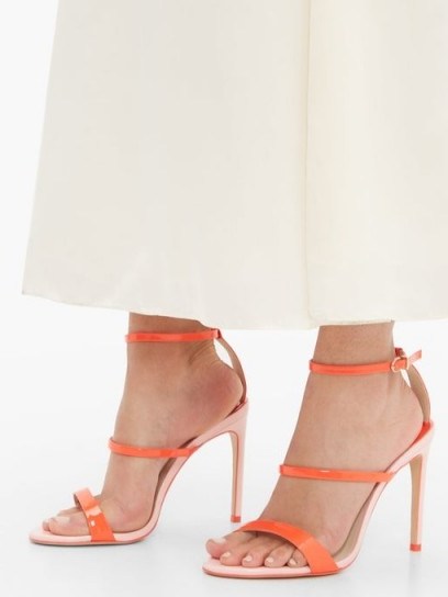 SOPHIA WEBSTER Rosalind patent-leather sandals ~ pink and red strappy heels - flipped