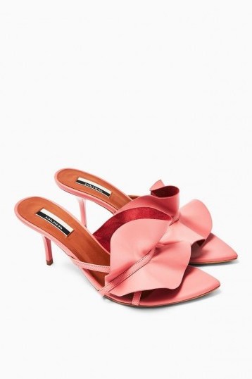 TOPSHOP RUFFLE Pink V Point Mules - flipped