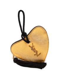 SAINT LAURENT Sac Cœur heart gold-leather clutch | small luxe evening bag