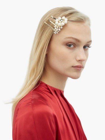 ROSANTICA BY MICHELA PANERO Set of three faux-pearl daisy hair slides | floral slides - flipped
