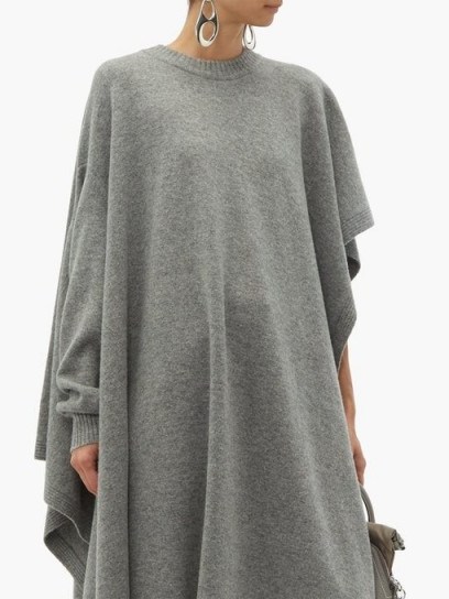 MAISON MARGIELA Single-sleeve grey wool poncho ~ chic and stylish ponchos - flipped