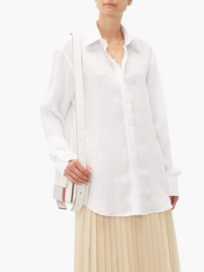 EMMA WILLIS Slubbed linen-poplin shirt in white ~ lightweight shirts