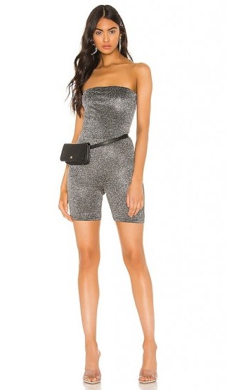 superdown Susan Strapless Romper Black and Silver – evening glamour - flipped