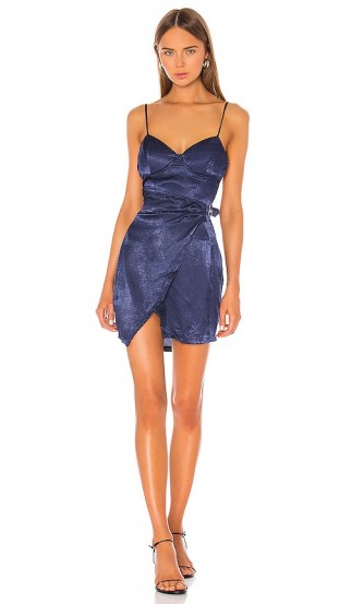 superdown Zora Belted Mini Dress in Navy | blue skinny strap going out dresses