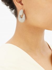 JIL SANDER Textured double-link earrings ~ chunky silver-tone jewellery