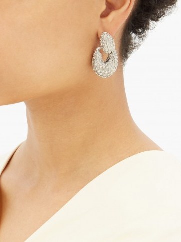 JIL SANDER Textured double-link earrings ~ chunky silver-tone jewellery - flipped