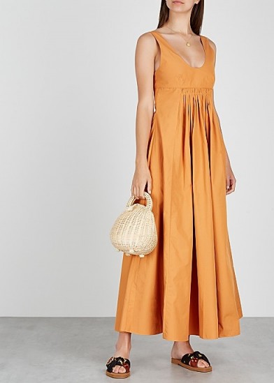 THREE GRACES Laurette rust cotton dress ~ voluminous maxi sundress