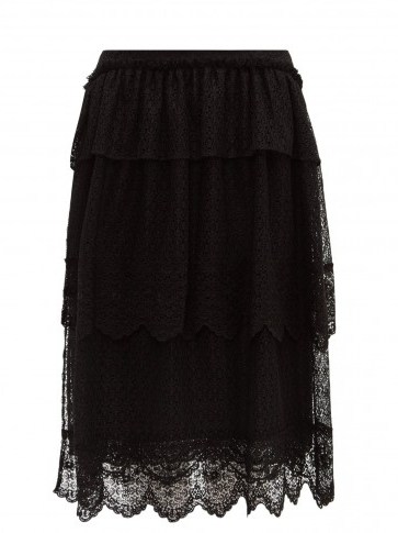 SIMONE ROCHA Tiered-lace midi skirt in black - flipped