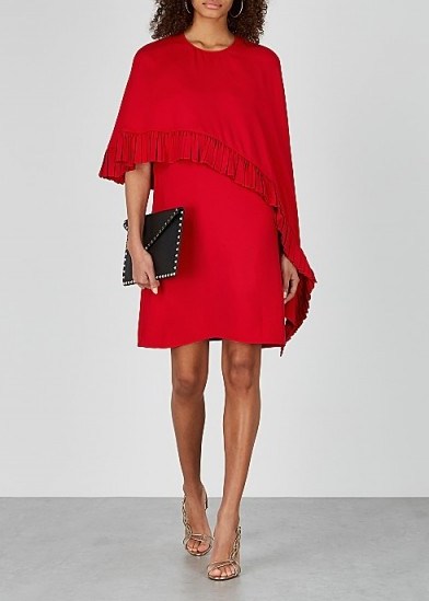 VALENTINO Red cape-effect dress - flipped