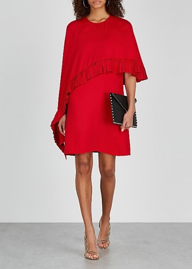 VALENTINO Red cape-effect dress