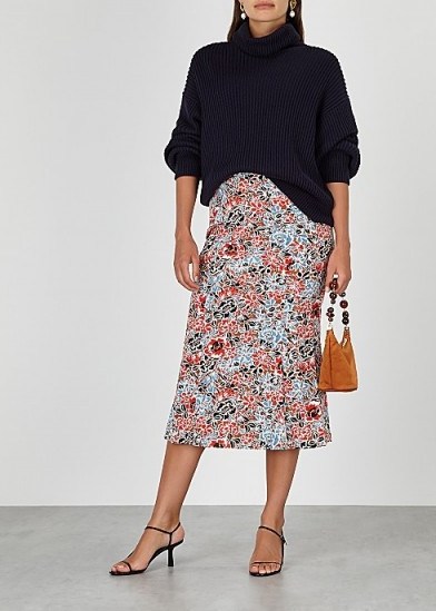 VERONICA BEARD Diane floral-print stretch-silk midi skirt - flipped